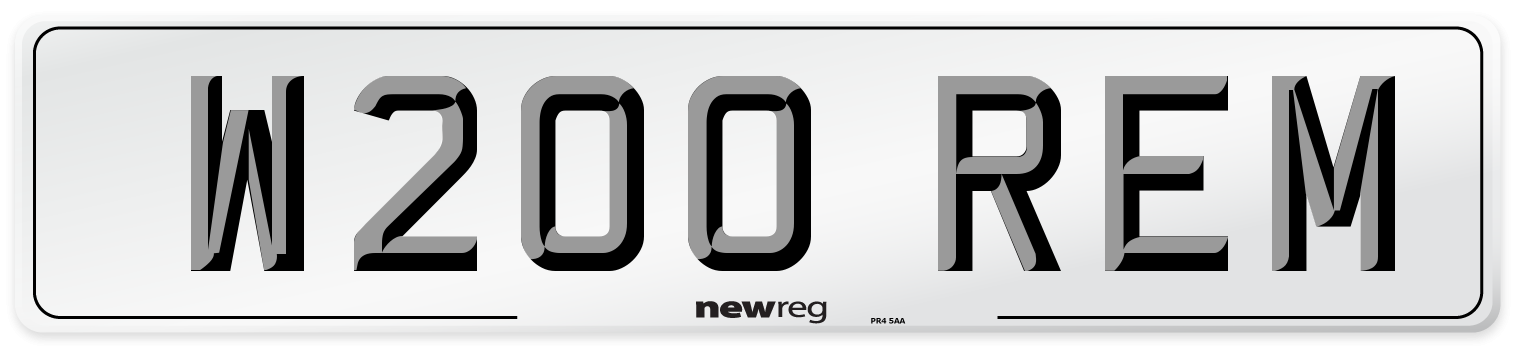 W200 REM Number Plate from New Reg